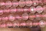 CTG1019 15.5 inches 2mm faceted round tiny strawberry quartz beads