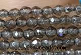 CTG1020 15.5 inches 2mm faceted round tiny smoky quartz beads