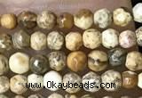 CTG1040 15.5 inches 2mm faceted round tiny picture jasper beads