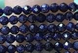 CTG1067 15.5 inches 2mm faceted round tiny blue goldstone beads