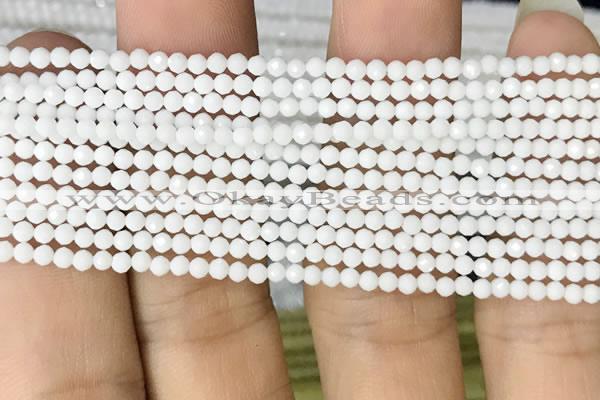 CTG1087 15.5 inches 2mm faceted round tiny white porcelain beads