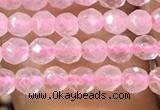 CTG1124 15.5 inches 3mm faceted round tiny rose quartz beads