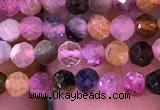 CTG1138 15.5 inches 3mm faceted round tiny tourmaline beads