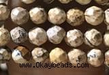 CTG1158 15.5 inches 3mm faceted round tiny picture jasper beads