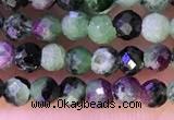 CTG1315 15.5 inches 3mm faceted round ruby zoisite beads