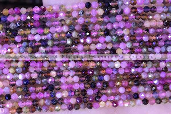 CTG1326 15.5 inches 2mm faceted round tourmaline beads wholesale