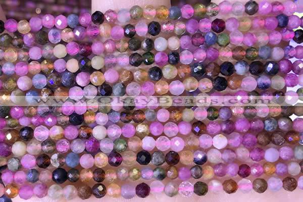 CTG1327 15.5 inches 3mm faceted round tourmaline beads wholesale