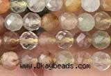 CTG1356 15.5 inches 4mm faceted round mixed quartz beads