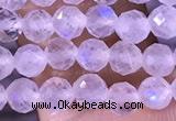 CTG1394 15.5 inches 4mm faceted round tiny white moonstone beads