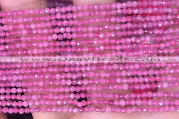 CTG1435 15.5 inches 2mm faceted round pink tourmaline beads