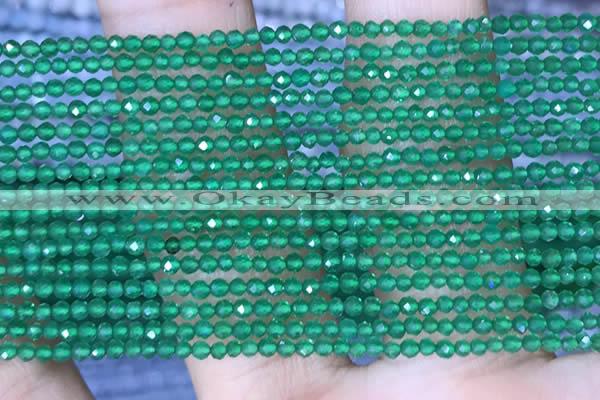 CTG1463 15.5 inches 2mm faceted round green agate beads