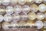 CTG1489 15.5 inches 3mm faceted round golden rutilated quartz beads