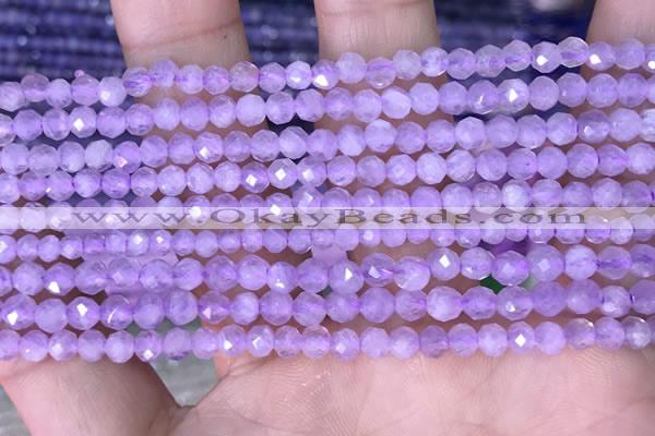 CTG1532 15.5 inches 4mm faceted round lavender amethyst beads