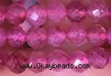 CTG1542 15.5 inches 4mm faceted round strawberry quartz beads