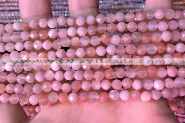 CTG1548 15.5 inches 4mm faceted round moonstone gemstone beads