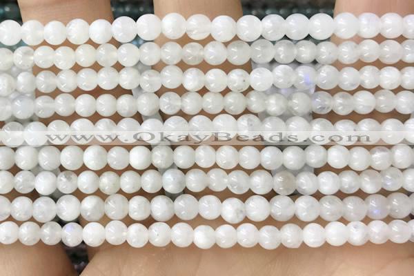 CTG1580 15.5 inches 4mm round white moonstone beads wholesale