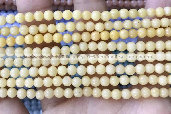 CTG1596 15.5 inches 4mm round yellow jade beads wholesale