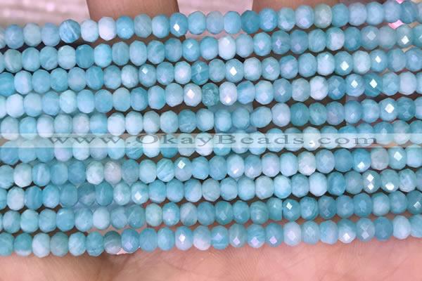 CTG1611 15.5 inches 3*4mm faceted rondelle tiny amazonite beads