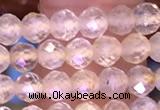 CTG1628 15.5 inches 4mm faceted round tiny golden rutilated quartz beads