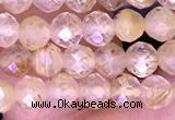 CTG1631 15.5 inches 4mm faceted round tiny golden rutilated quartz beads