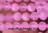 CTG1635 15.5 inches 3.5mm faceted round tiny rose quartz beads