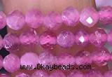 CTG1640 15.5 inches 3mm faceted round tiny pink tourmaline beads