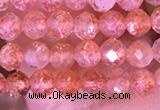 CTG1647 15.5 inches 3mm faceted round tiny strawberry quartz beads