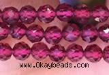 CTG1655 15.5 inches 3.5mm faceted round tiny red garnet beads