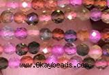 CTG1657 15.5 inches 2mm faceted round tiny tourmaline beads