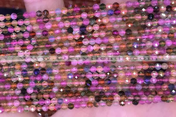 CTG1658 15.5 inches 2.5mm faceted round tiny tourmaline beads