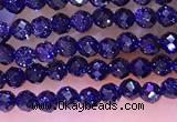 CTG1667 15.5 inches 3mm faceted round tiny blue goldstone beads