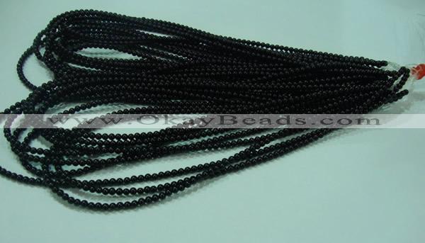 CTG19 15.5 inches 3mm round B grade tiny black agate beads