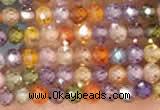 CTG2106 15 inches 2mm faceted round tiny quartz glass beads