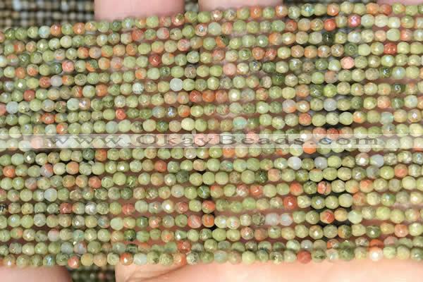 CTG2214 15 inches 2mm,3mm faceted round unakite gemstone beads