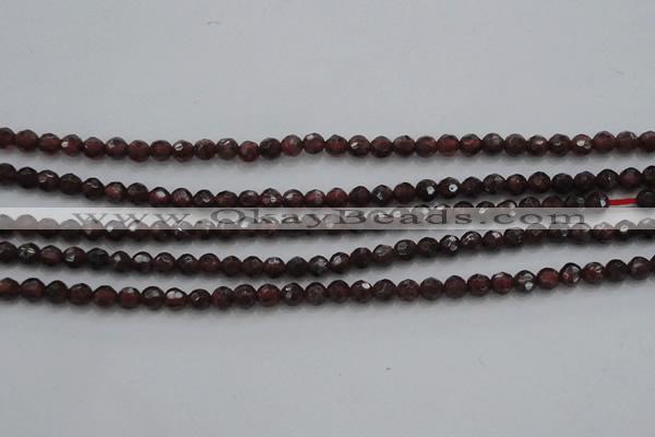 CTG222 15.5 inches 3mm faceted round tiny red garnet beads