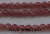 CTG223 15.5 inches 3mm faceted round tiny strawberry quartz beads