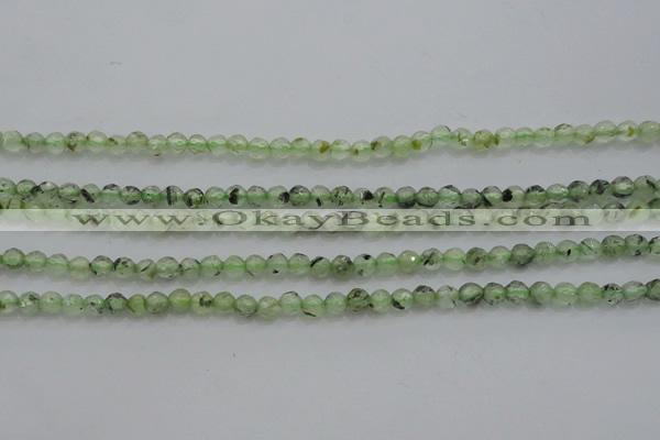 CTG224 15.5 inches 3mm faceted round tiny green rutilated quartz beads