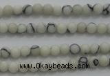 CTG250 15.5 inches 2mm round tiny white howlite turquoise beads