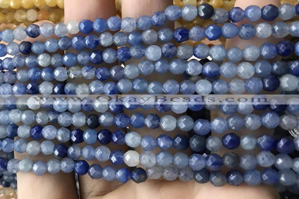 CTG2522 15.5 inches 4mm faceted round blue aventurine beads