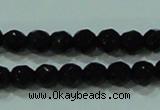 CTG30 15.5 inches 3mm faceted round black agate beads wholesale