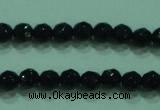 CTG31 15.5 inches 4mm faceted round black agate beads wholesale