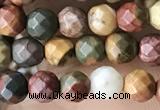 CTG3552 15.5 inches 4mm faceted round picasso jasper beads