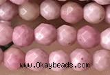 CTG3553 15.5 inches 4mm faceted round pink wooden jasper beads