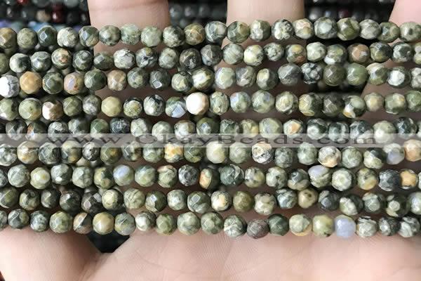 CTG3578 15.5 inches 4mm faceted round rhyolite beads wholesale