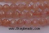 CTG507 15.5 inches 4mm faceted round tiny peach moonstone beads