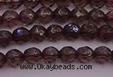 CTG511 15.5 inches 4mm faceted round tiny smoky quartz beads