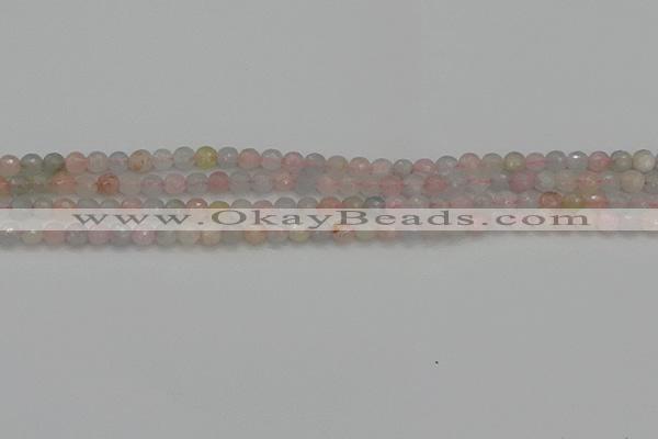 CTG551 15.5 inches 4mm faceted round tiny morganite beads