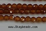 CTG554 15.5 inches 4mm faceted round tiny orange garnet beads