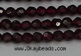 CTG556 15.5 inches 4mm faceted round tiny red garnet beads