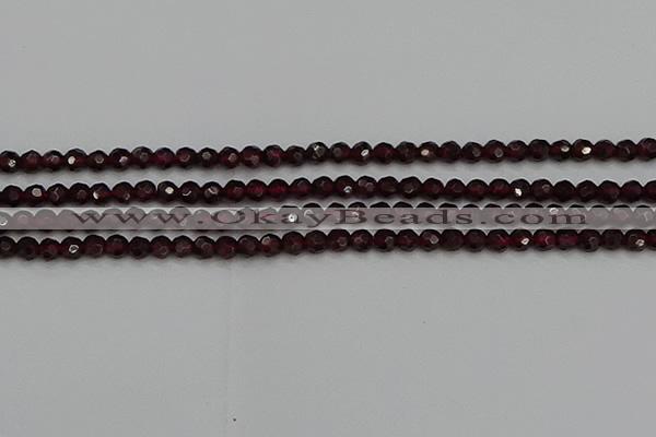 CTG556 15.5 inches 4mm faceted round tiny red garnet beads